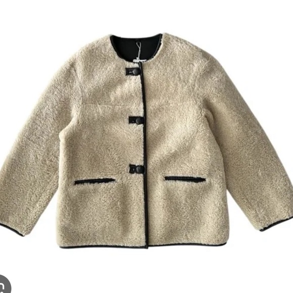 Mango Cream Teddy Jacket with Black Accents - Picture 11 of 12